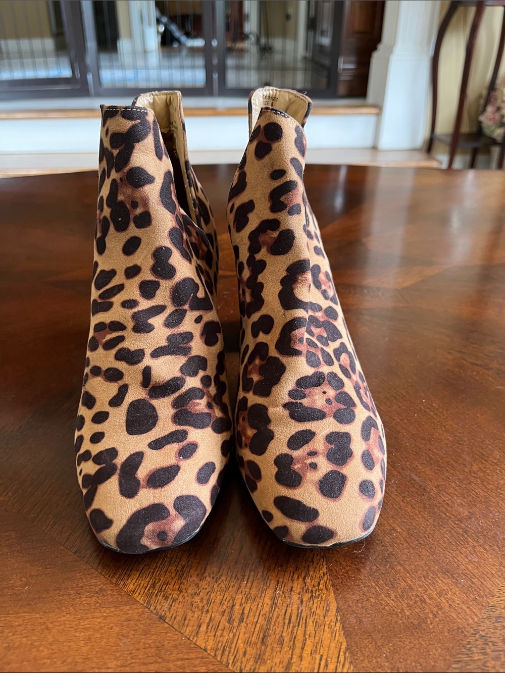 Leopard Print Ankle Boots - Women